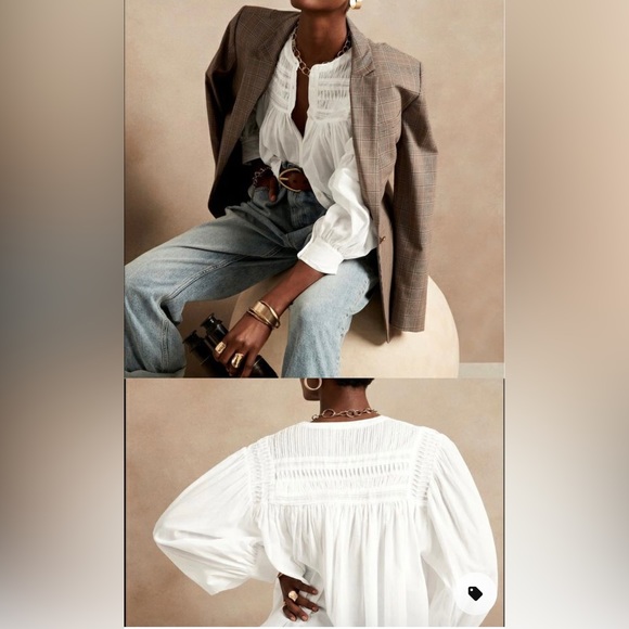 Banana Republic ‘Pin Tuck Swing Top’ Blouse - XX-Small Petite X-Small - Picture 5 of 7